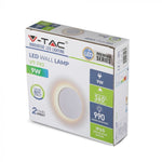 6W(660Lm) LED Fasādes gaismeklis, apaļš, IP65, alumīnija, V-TAC, silti balta gaisma 3000K