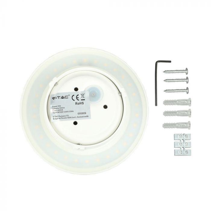 6W(660Lm) LED-fassaadivalgusti, ümmargune, IP65, alumiinium, V-TAC, neutraalne valge 4000K