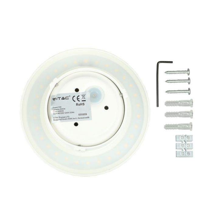Фасадный светодиодный светильник 6W(660Lm), круглый, IP65, алюминий, V-TAC, нейтральный белый 4000K