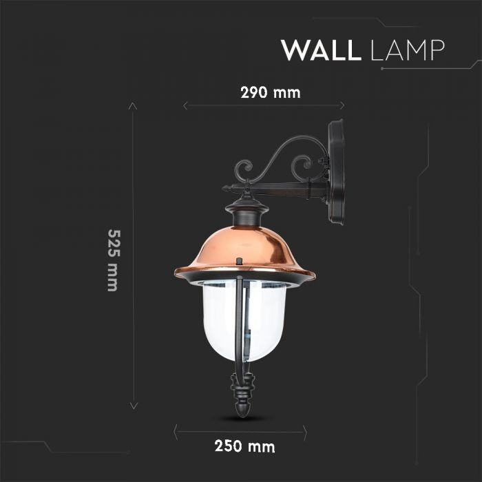 Stativ för fasadlampa för E27-glödlampa, lampan nedåt, IP44, V-TAC