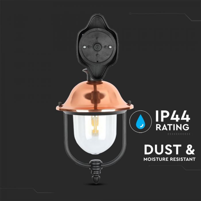 Fasādes lampas karkass E27 spuldzei, spuldze vērsta uz leju, IP44, V-TAC