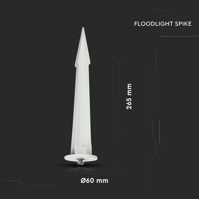LED-valgusti statiiv, valge, Ø60x265, maa-aluseks kasutamiseks, V-TAC