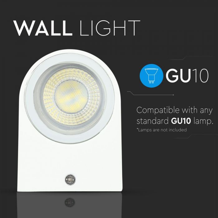 Fasādes lampas karkass GU10 spuldzei, balts, 1 virziena, IP44, V-TAC