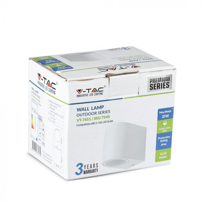 SUPERACTION_V-TAC Fasadlampram med 1xGU10 LED-lampa (glödlampa ingår ej)i, vit, IP44