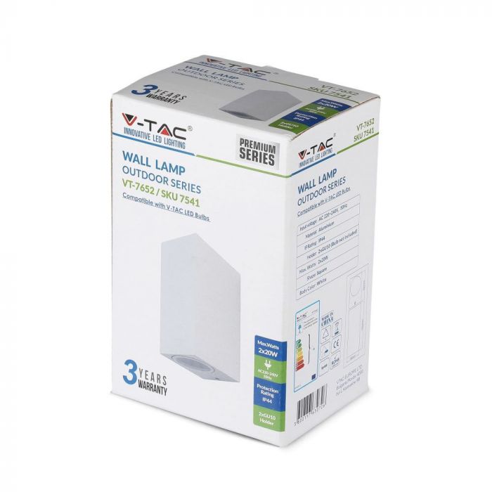 SUPERACTION_V-TAC Fasadlampram med 2xGU10 LED-lampor (glödlampor ingår ej), svart, IP44