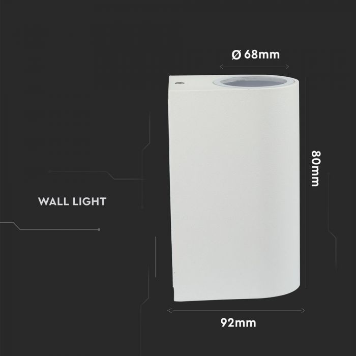 SUPERAKCIJA_V-TAC Fasādes lampas karkass ar 2xGU10 LED spuldzēm (spuldzes nav iekļautas), balts, IP44