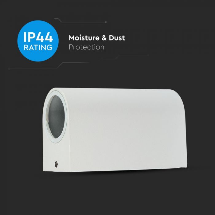 SUPERAKCIJA_V-TAC Fasādes lampas karkass ar 2xGU10 LED spuldzēm (spuldzes nav iekļautas), balts, IP44