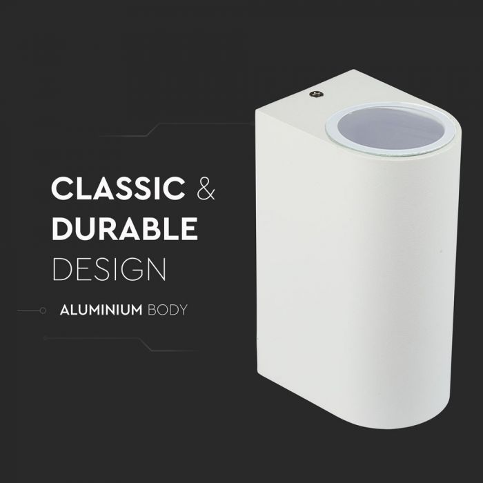 SUPERAKCIJA_V-TAC Fasādes lampas karkass ar 2xGU10 LED spuldzēm (spuldzes nav iekļautas), balts, IP44