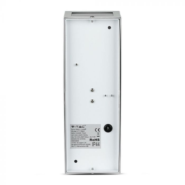 V-TAC Facade lampram med 2xGU10 LED-lampor (glödlampor ingår ej), svart, IP44