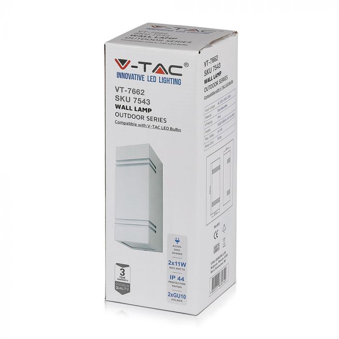 V-TAC Facade lampram med 2xGU10 LED-lampor (glödlampor ingår ej), svart, IP44