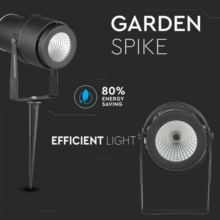 12W (720Lm) LED dārza lampa, iespraužama zemē, alumīnija korpuss, melna, V-TAC, IP65, zaļa gaisma