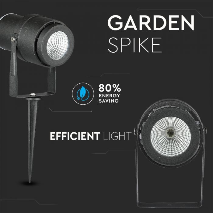 12W (720Lm) LED aialamp, pistikupesaga, alumiinium korpus, must, V-TAC, IP65, roheline tuli