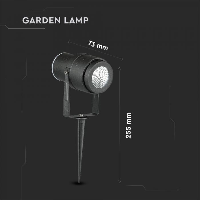 12W (720Lm) LED garden lamp, ground-mounted, aluminum body, black, V-TAC, IP65, green light