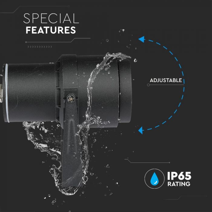 12W (720Lm) LED garden lamp, ground-mounted, aluminum body, black, V-TAC, IP65, green light