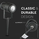 12W (720Lm) LED aialamp, pistikupesaga, alumiinium korpus, must, V-TAC, IP65, roheline tuli