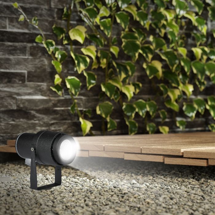 12W (720Lm) LED aialamp, pistikupesaga, alumiinium korpus, must, V-TAC, IP65, roheline tuli