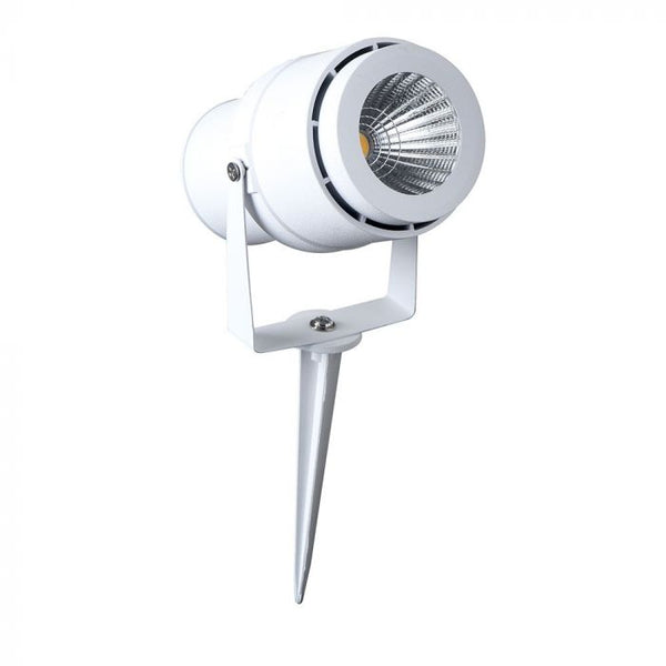 12W (720Lm) LED dārza lampa, iespraužama zemē, alumīnija korpuss, balta, V-TAC, IP65, zaļa gaisma