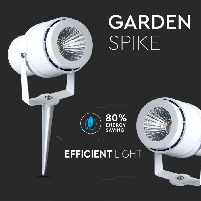 12W (720Lm) LED garden lamp, pluggable into the ground, aluminum body, white, V-TAC, IP65, green light