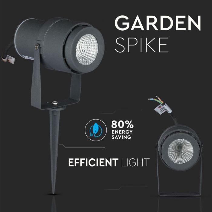 12W (720Lm) LED garden lamp, ground-mounted, aluminum body, dark grey, V-TAC, IP65, green light