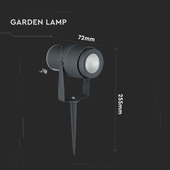 Садовый светодиодный светильник 12 Вт (720 лм), встраиваемый, алюминиевый корпус, темно-серый, V-TAC, IP65, зеленый свет