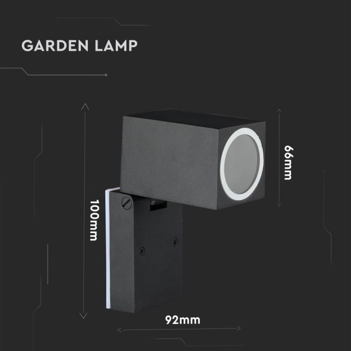 V-TAC Fasādes lampas karkass ar 1xGU10LED spuldzi (spuldze nav iekļauta), tumši pelēks, regulējams leņķis, P44