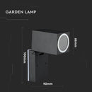 V-TAC Fasādes lampas karkass ar 1xGU10LED spuldzi (spuldze nav iekļauta), tumši pelēks, regulējams leņķis, P44