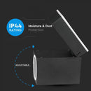 V-TAC Fasādes lampas karkass ar 1xGU10LED spuldzi (spuldze nav iekļauta), tumši pelēks, regulējams leņķis, P44