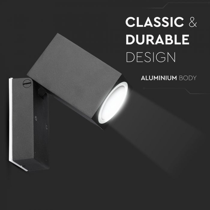 V-TAC Fasādes lampas karkass ar 1xGU10LED spuldzi (spuldze nav iekļauta), tumši pelēks, regulējams leņķis, P44