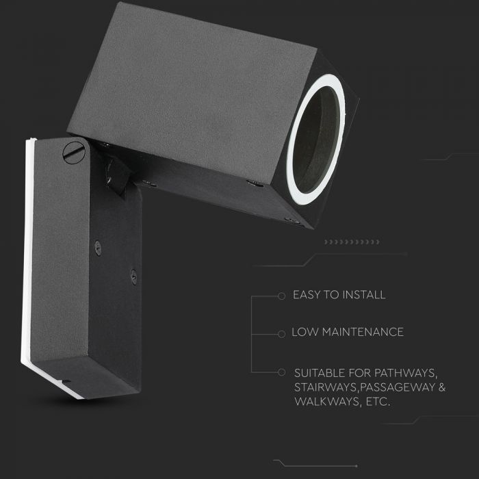 V-TAC Fasādes lampas karkass ar 1xGU10LED spuldzi (spuldze nav iekļauta), tumši pelēks, regulējams leņķis, P44