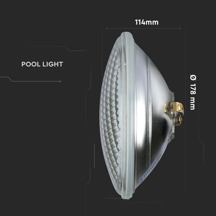 8W(800Lm) 12V LED Baseina gaismeklis, V-TAC, IP68, PAR56, ZILA gaisma