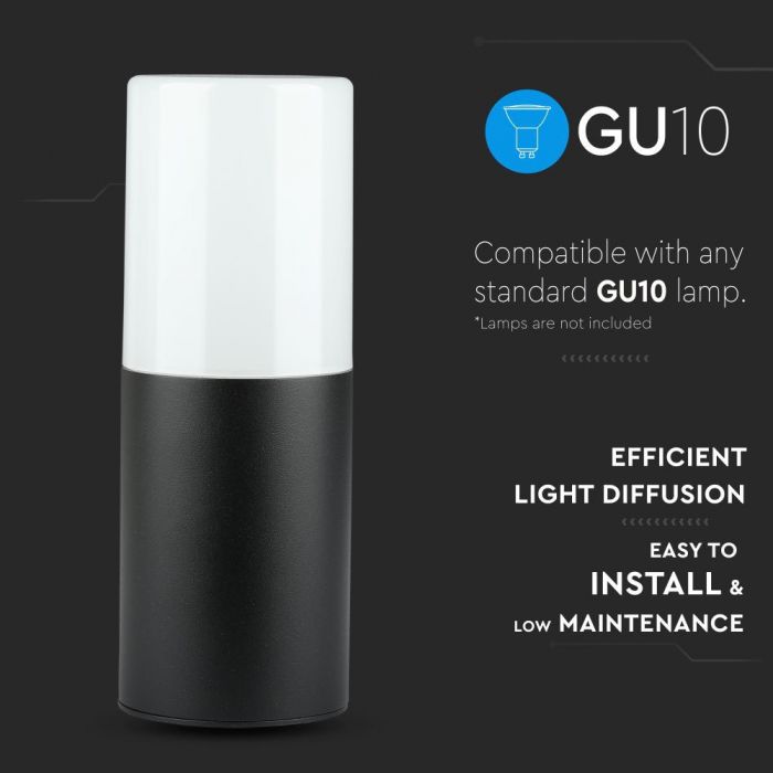 V-TAC Fasadlampram med 1xGU10 LED-lampa (glödlampa ingår ej)i, svart, IP54