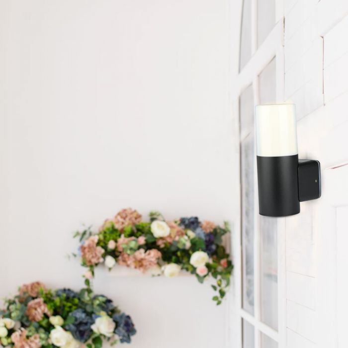 V-TAC Fasadlampram med 1xGU10 LED-lampa (glödlampa ingår ej)i, svart, IP54