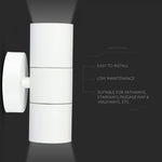 V-TAC Facade lampram med 2xGU10 LED-lampor (glödlampor ingår ej), vit, IP44