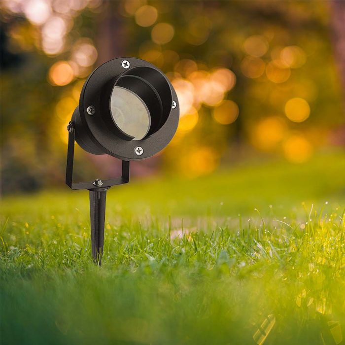 V-TAC maapealne raam 1xGU10 LED-pirniga (pirn ei kuulu komplekti), must, IP65