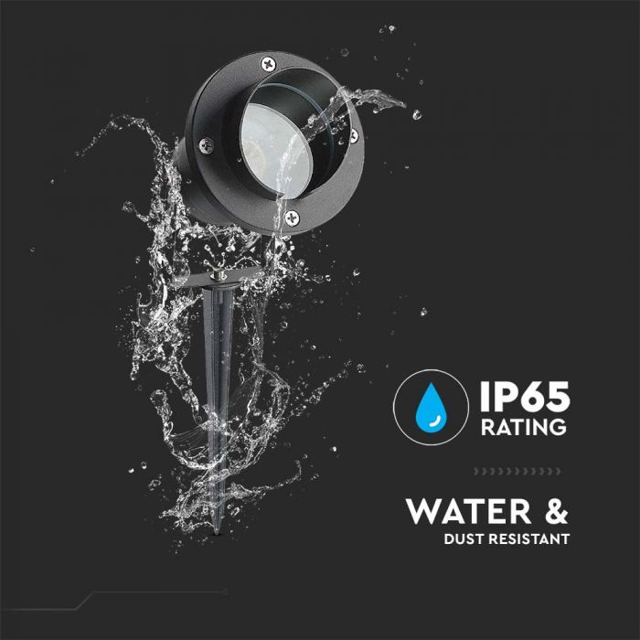 V-TAC Ground-mounted frame with 1xGU10 LED bulb (bulb not included), black, IP65