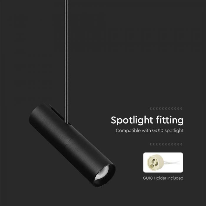 GU10 bulb frame/fixture, IP20, black, Ø60x220xh830-1170 mm IP20, V-TAC