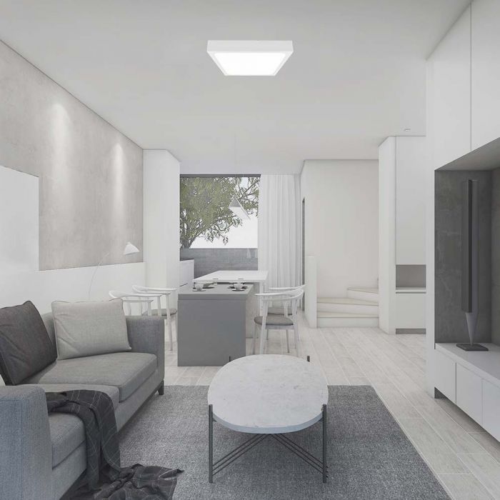 30W(300Lm) LED-kupolarmatur, V-TAC, IP44, fyrkantig, vit, kallvit 6500K