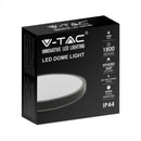 18W(1800Lm) LED kupolveida gaismeklis, V-TAC, IP44, apaļš, melns, auksti balta gaisma 6500K