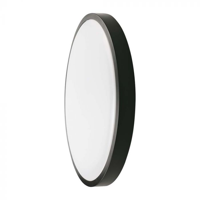 30W(3000Lm) LED kupolveida gaismeklis, V-TAC, IP44, apaļš, melns, auksti balta gaisma 6500K