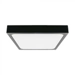 18W(1800Lm) LED kupolveida gaismeklis, V-TAC, IP44, kvadrāta, melns, silti balta gaisma 3000K