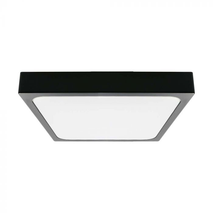 18W(1800Lm) LED kupolveida gaismeklis, V-TAC, IP44, kvadrāta, melns, silti balta gaisma 3000K