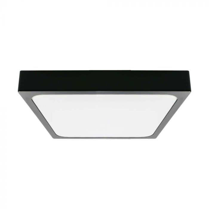 18W(1800Lm) LED kupolveida gaismeklis, V-TAC, IP44, kvadrāta, melns, auksti balta gaisma 6500K