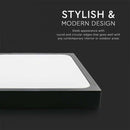 Купольный светодиодный светильник 24W(2400Lm), V-TAC, IP44, квадратный, черный, холодный белый свет 6500K