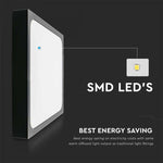 30W(3000Lm) LED kupolveida gaismeklis, V-TAC, IP44, kvadrāta, melns, neitrāli balta gaisma 4000K
