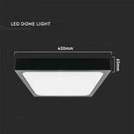 30W(3000Lm) LED kupolveida gaismeklis, V-TAC, IP44, kvadrāta, melns, neitrāli balta gaisma 4000K