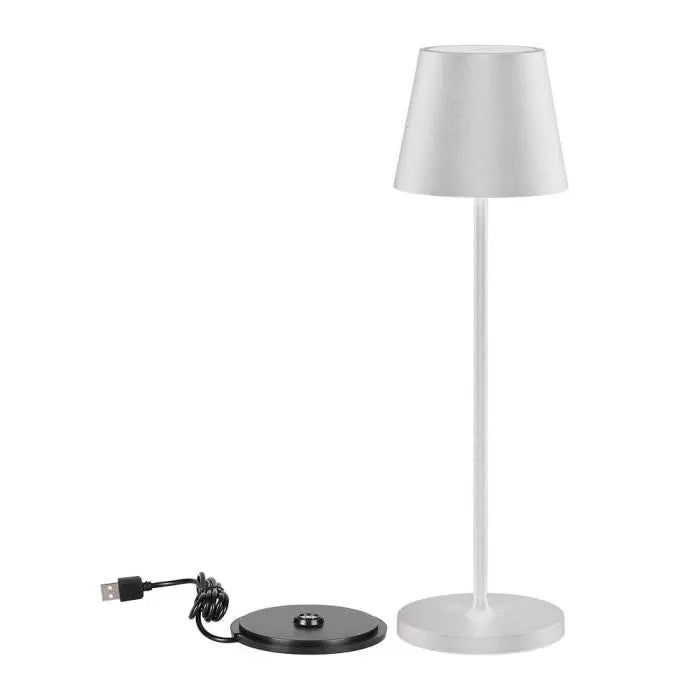 2W(200Lm) LED table lamp with 4400mA battery, 5V, 1A-2A, IP54, dimmable, touch-sensitive switch, white, warm white light 3000K