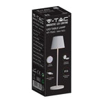 2W(200Lm) LED table lamp with 4400mA battery, 5V, 1A-2A, IP54, dimmable, touch-sensitive switch, white, warm white light 3000K