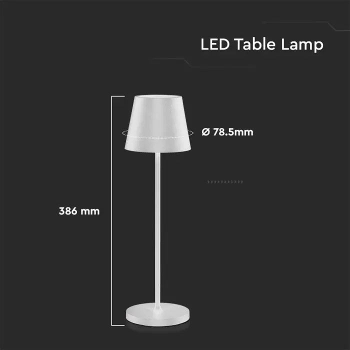 2W(200Lm) LED galda lampa ar 4400mA bateriju, 5V, 1A-2A, IP54, dimmējama, skārienjūtīgs slēdzis, balta, silti balta gaisma 3000K