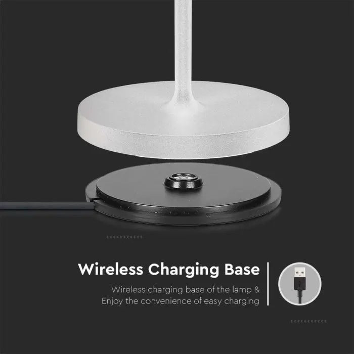 2W(200Lm) LED table lamp with 4400mA battery, 5V, 1A-2A, IP54, dimmable, touch-sensitive switch, white, warm white light 3000K