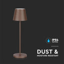 2W(200Lm) LED galda lampa, V-TAC, IP54, 5V, 1A-2A, 4400m baterija, silti balta gaisma 3000K